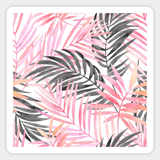 Blush Pink Watercolor Tropical Palm Leaves Magnet by NewburyBoutique